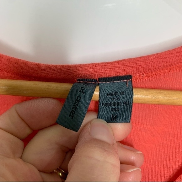 Anthropologie Left of Center Womens Size M Short Sleeve Coral Pink Peplum Hem - Picture 2 of 5